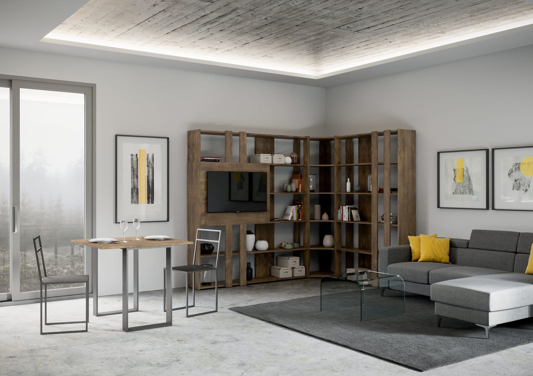 Parete attrezzata ad angolo per soggiorno Inedditah2