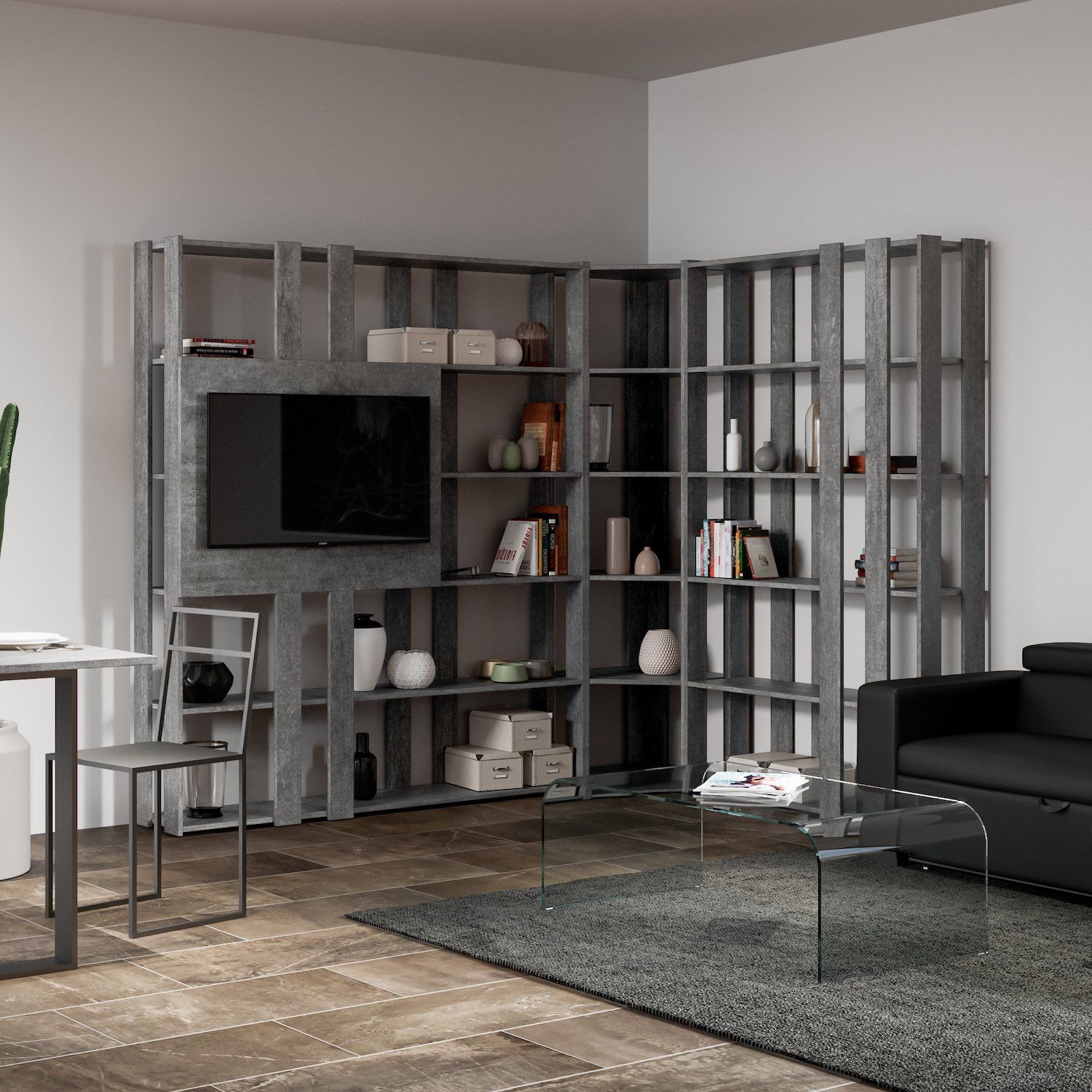 Parete attrezzata angolare per zona giorno Inedditah3