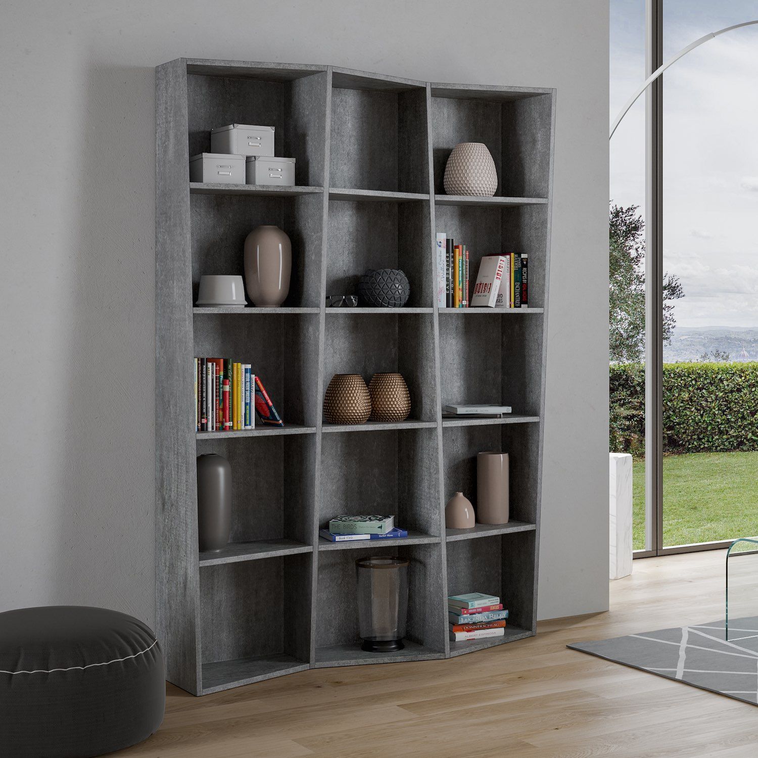 Scaffale libreria per casa ufficio in legno Deducha 3