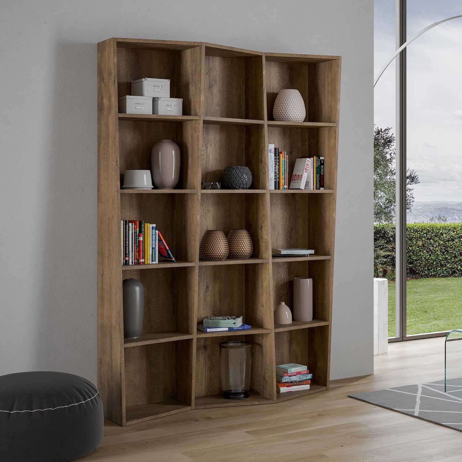 Scaffale libreria per casa ufficio in legno Deducha 3