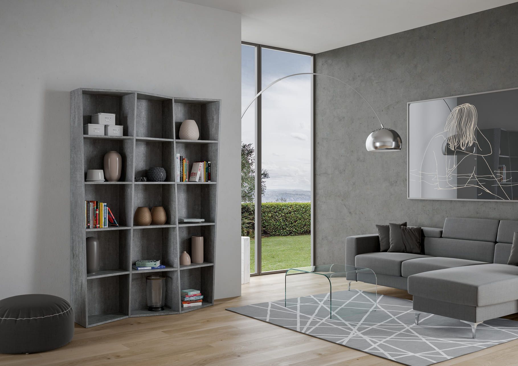 Scaffale libreria per casa ufficio in legno Deducha 3