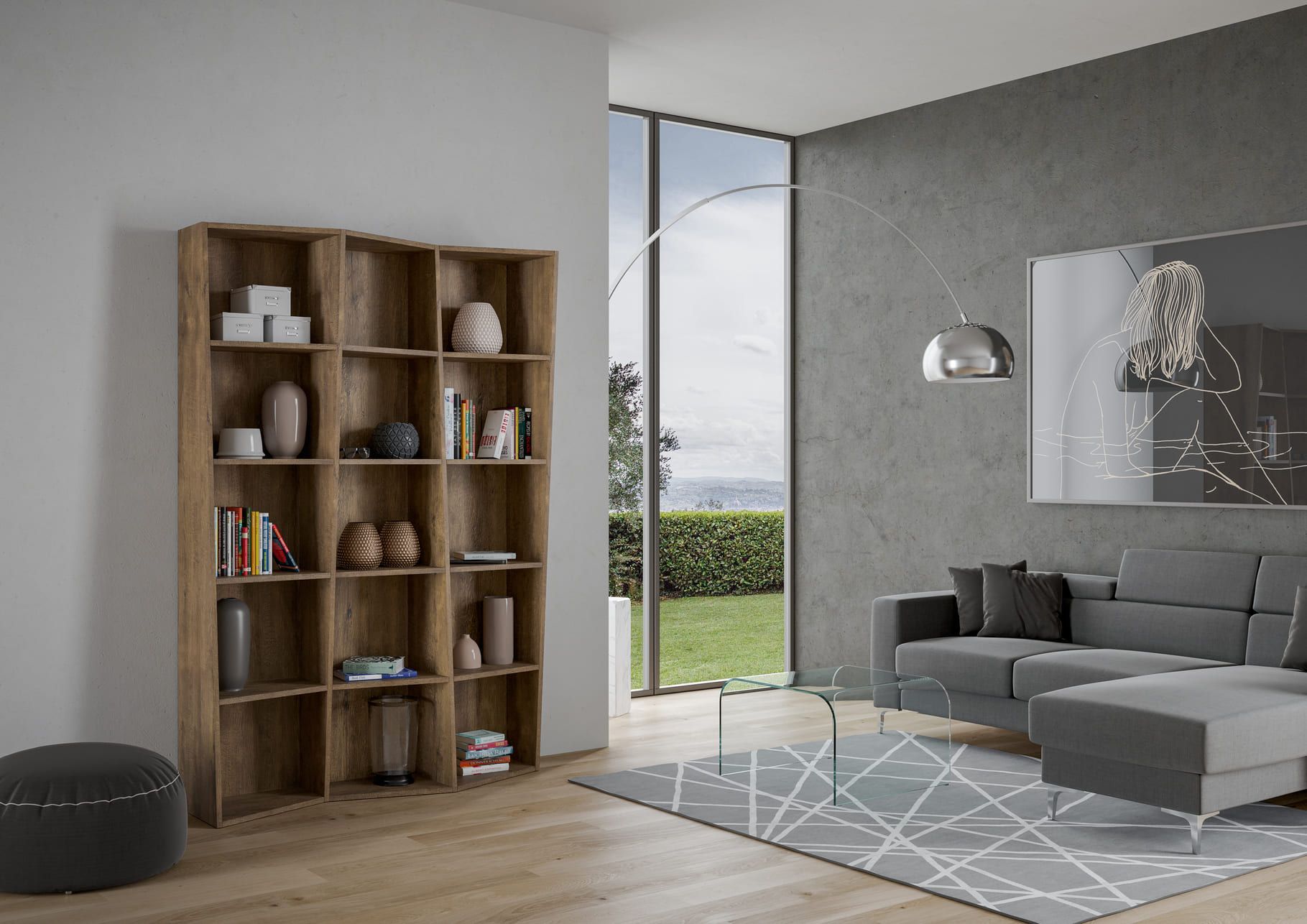 Scaffale libreria per casa ufficio in legno Deducha 3