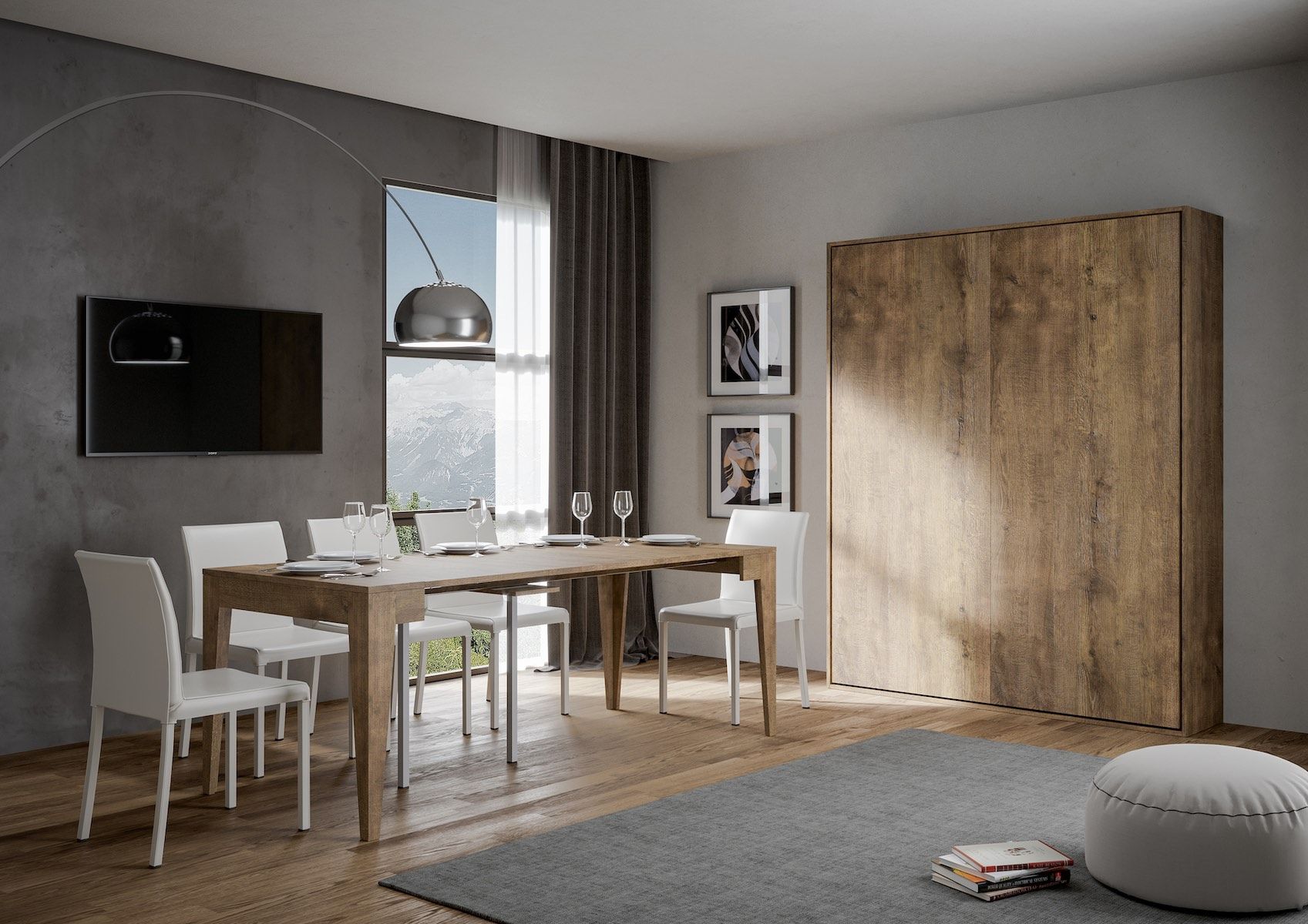 Letto matrimoniale a scomparsa design moderno Lexton