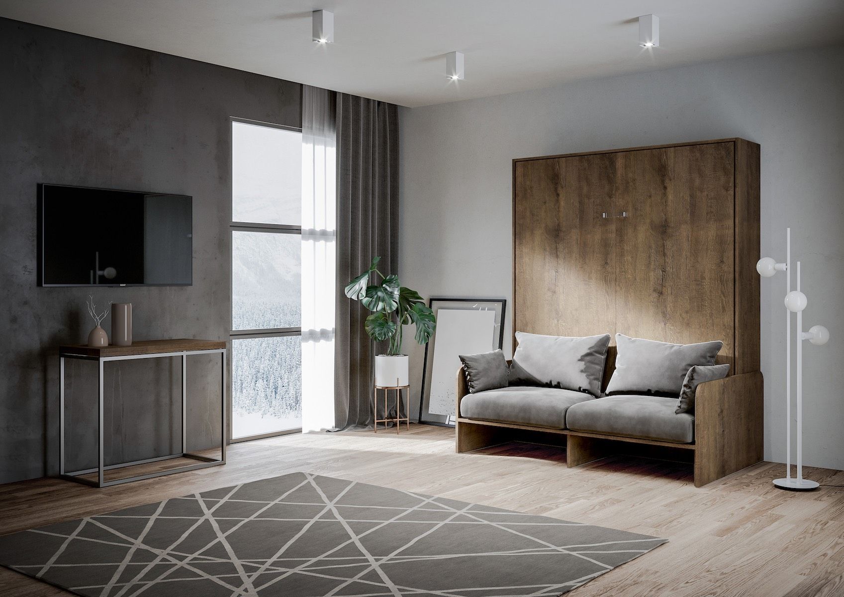 Letto matrimoniale a scomparsa con divano Lexton