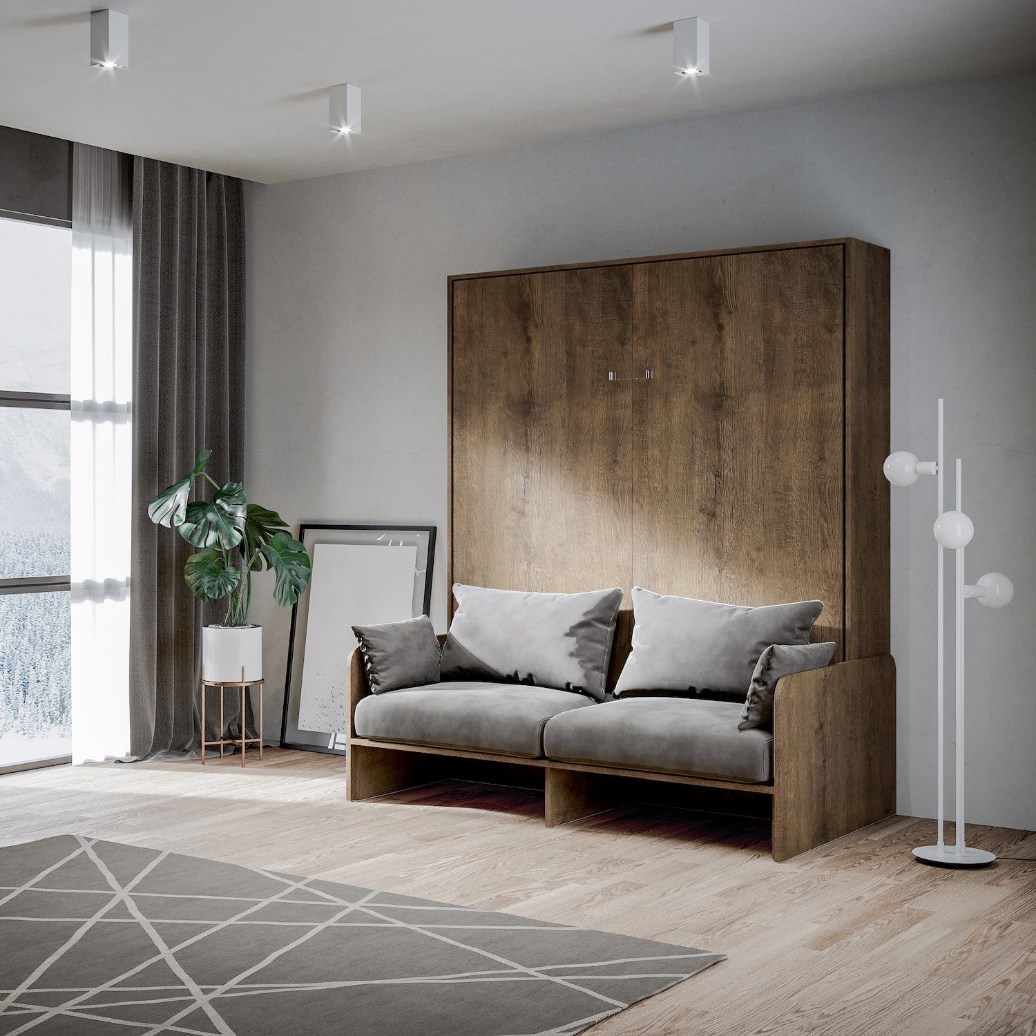 Letto matrimoniale a scomparsa con divano Lexton