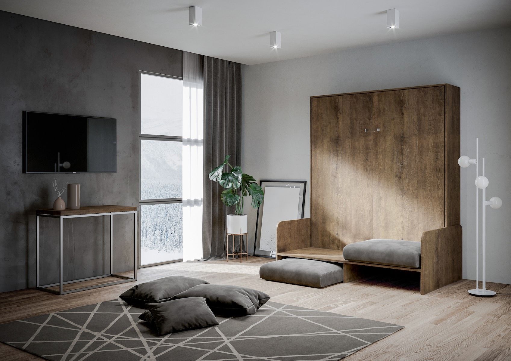 Letto matrimoniale a scomparsa con divano Lexton