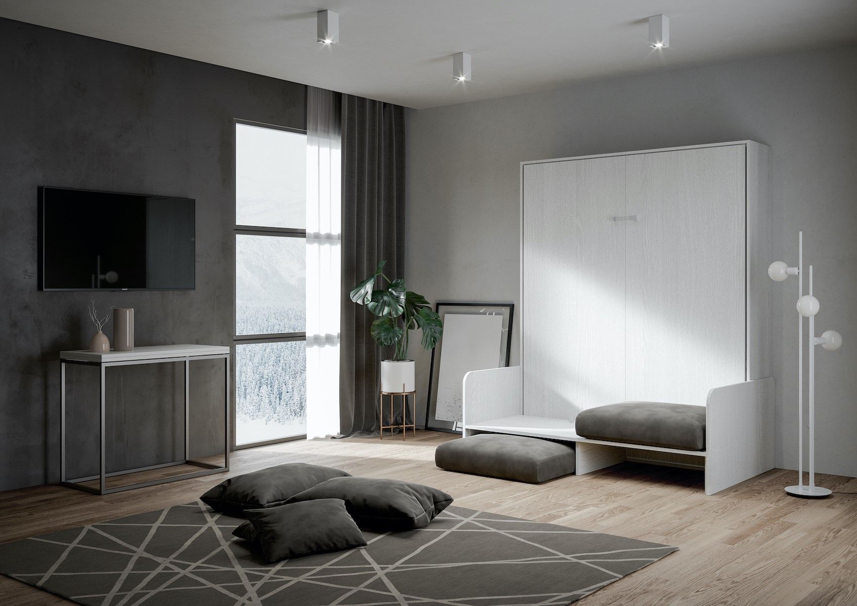 Letto matrimoniale a scomparsa con divano Lexton