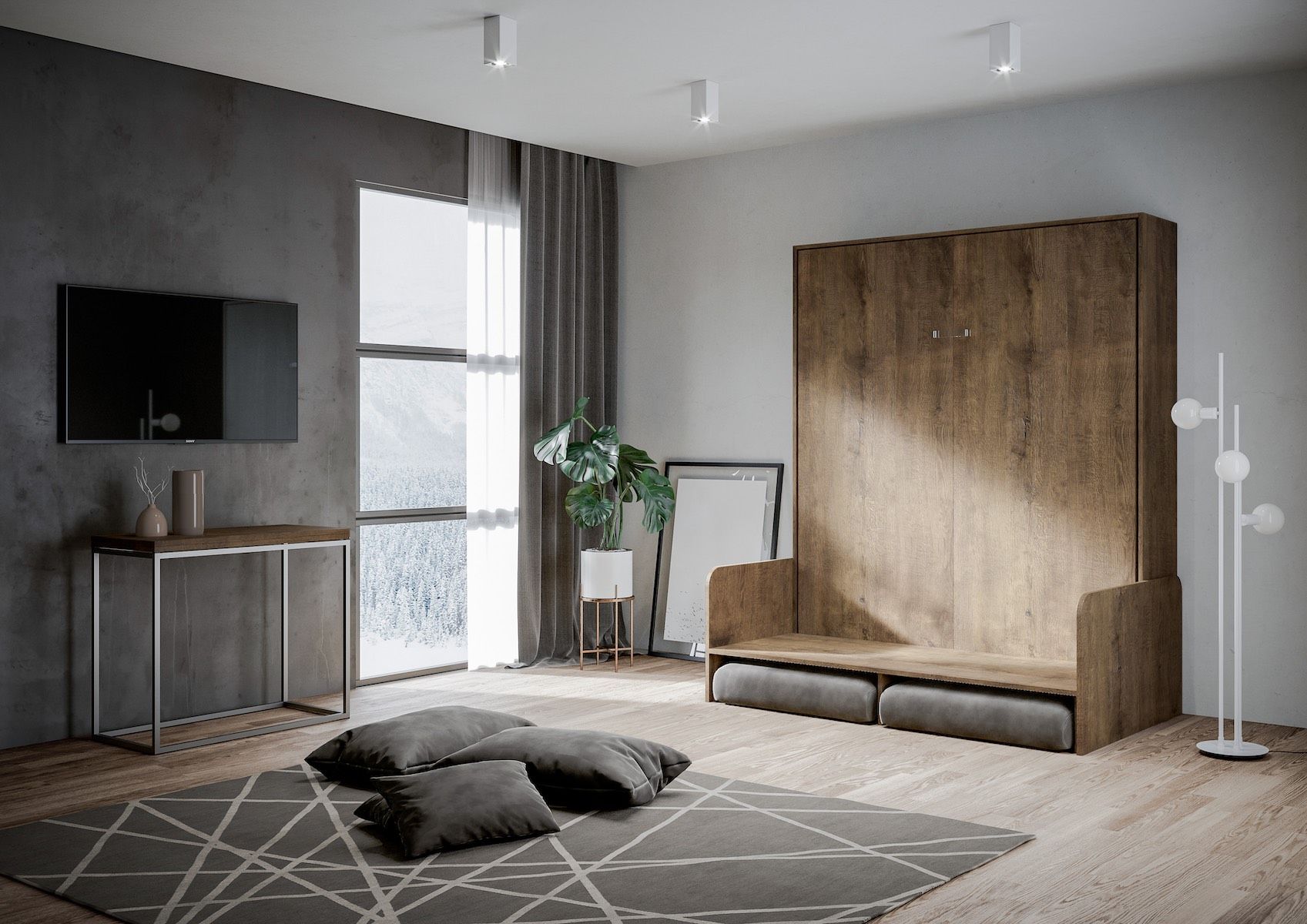 Letto matrimoniale a scomparsa con divano Lexton