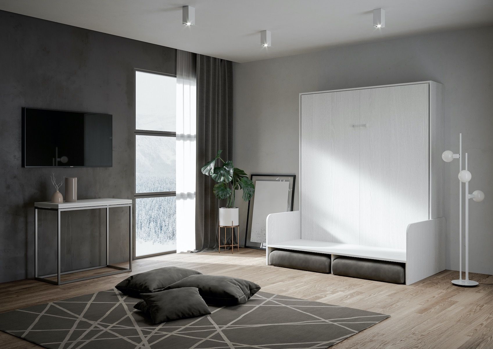 Letto matrimoniale a scomparsa con divano Lexton