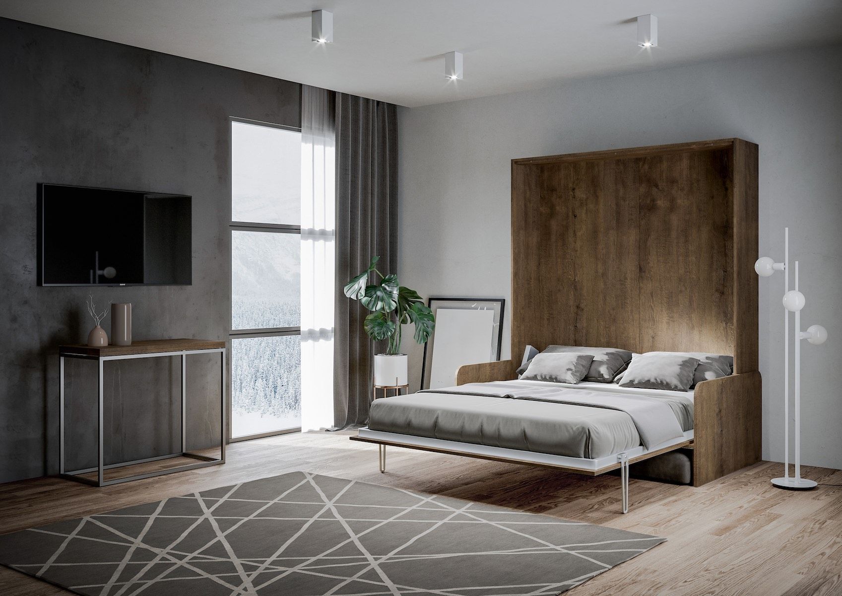 Letto matrimoniale a scomparsa con divano Lexton