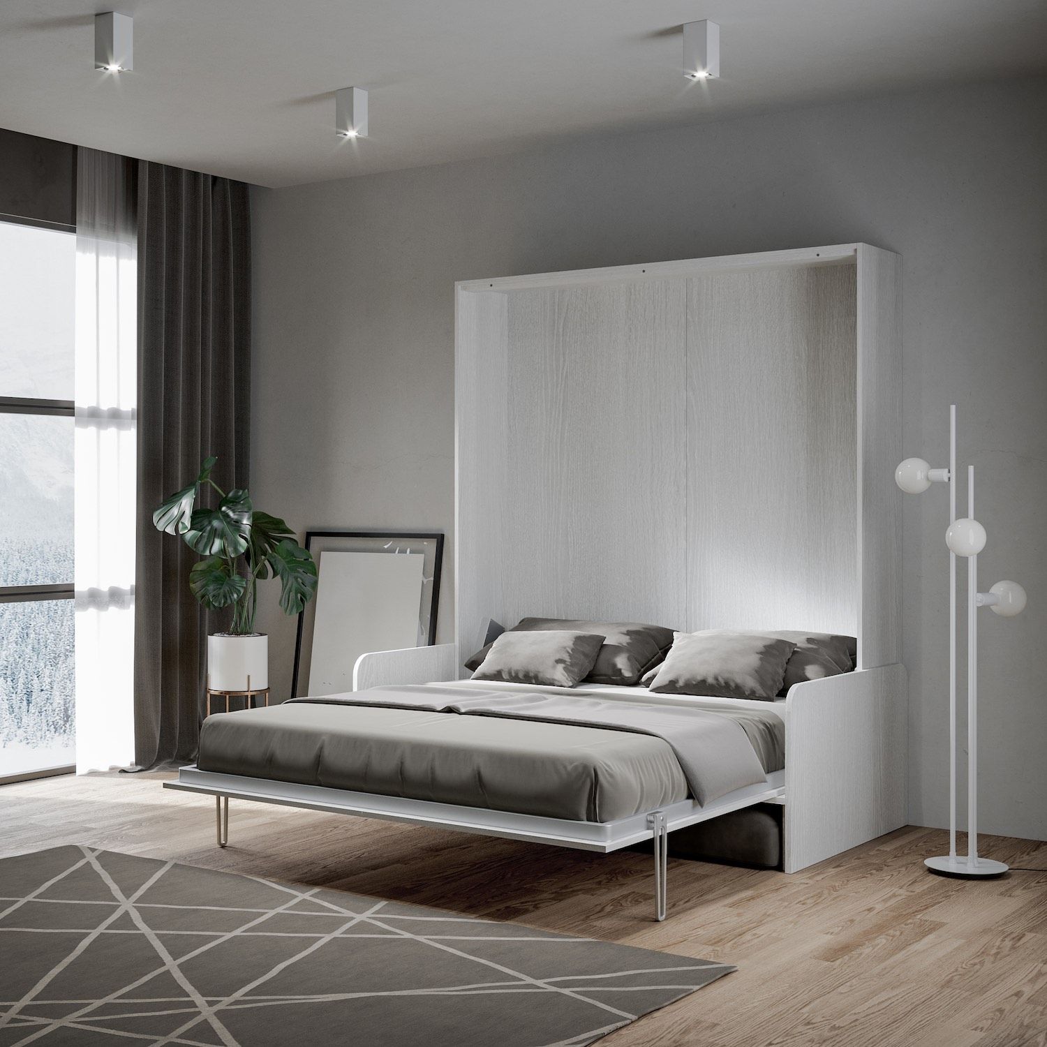 Letto matrimoniale a scomparsa con divano Lexton