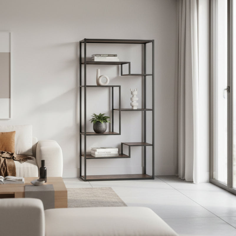 Libreria divisoria bifacciale in metallo e legno Unisocom