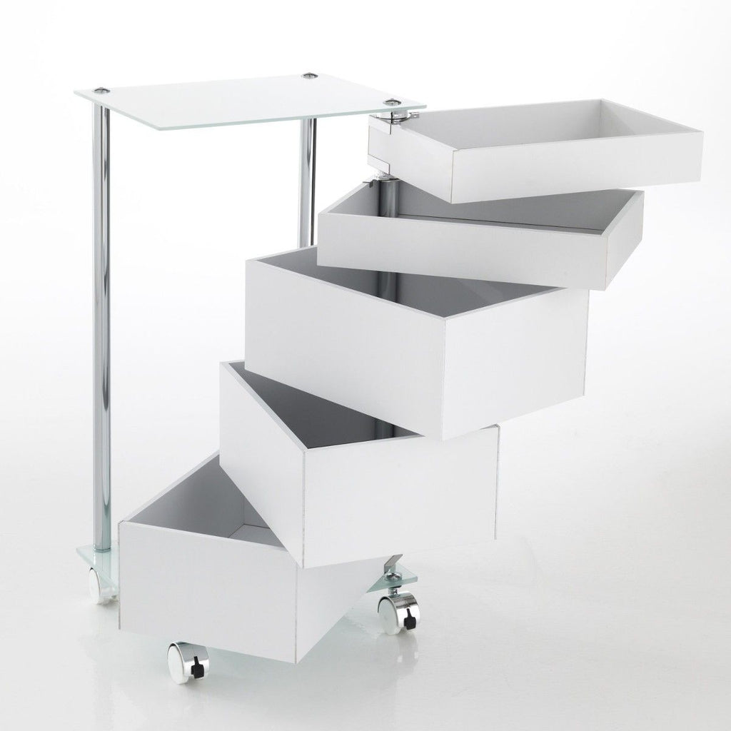 Cassettiera da scrivania con ruote e 5 cassetti Dennis