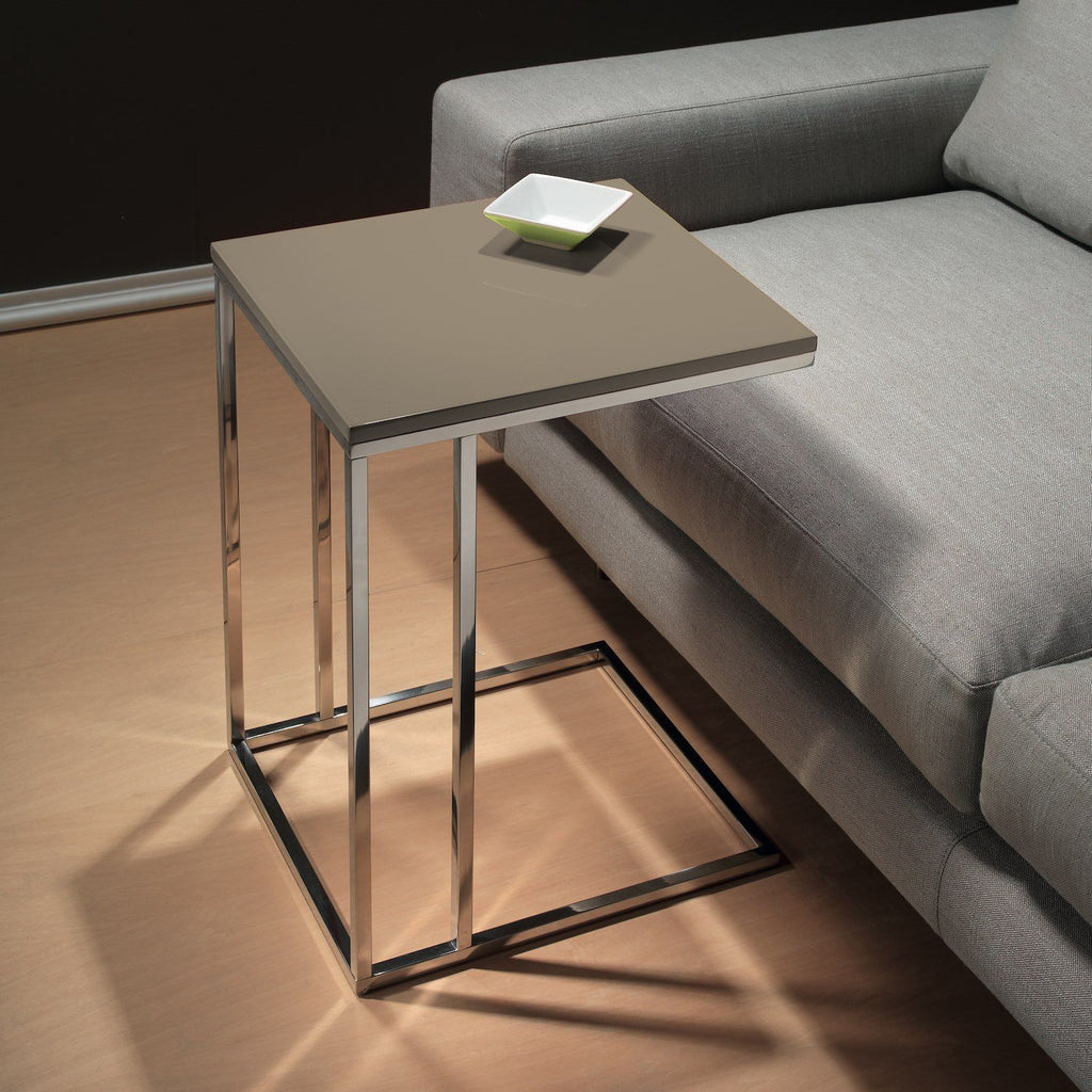 Tavolino da salotto lato divano in acciaio e laminato Polite