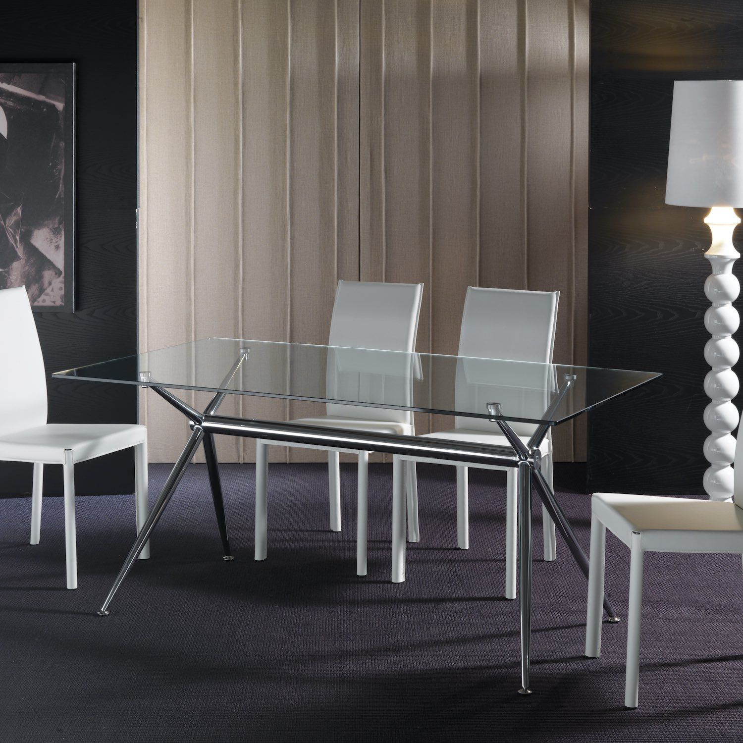 Tavolo scrivania in vetro e metallo Glam