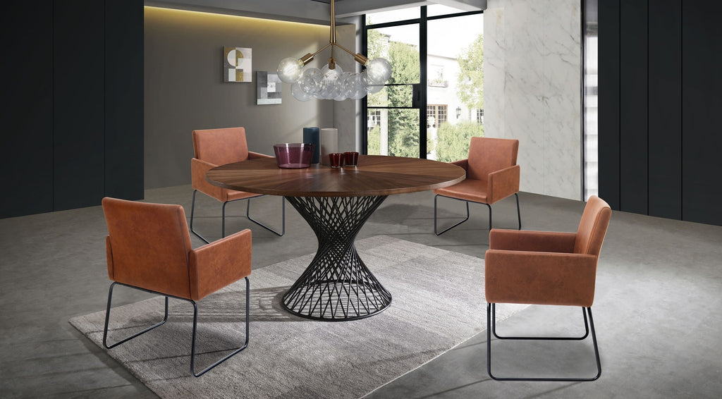 Tavolo rotondo in metallo e legno Stairway Walnut