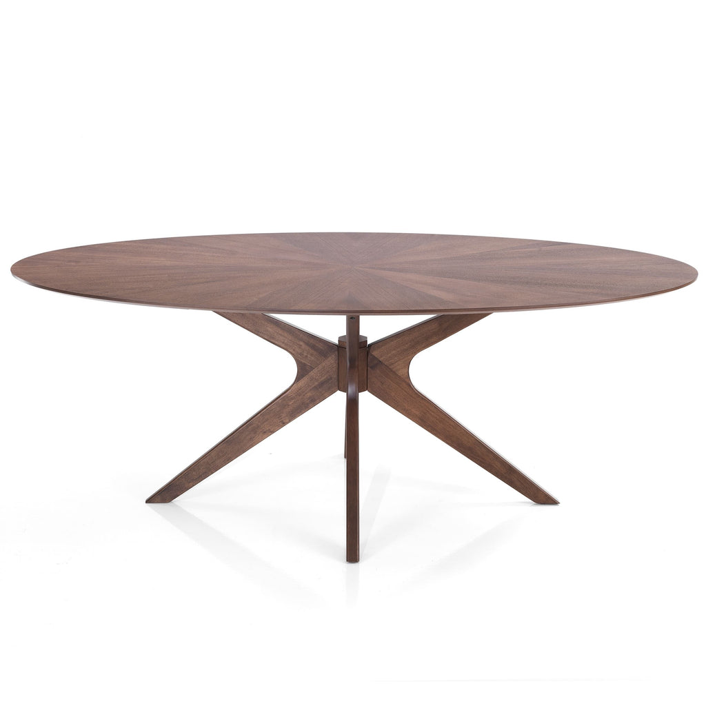 Tavolo ovale in legno massello e MDF noce Hubbard