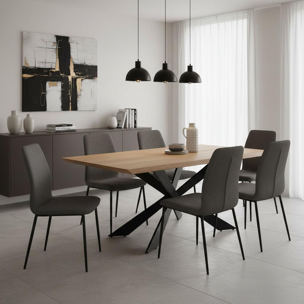 Tavolo da cucina in metallo e MDF rovere Gable