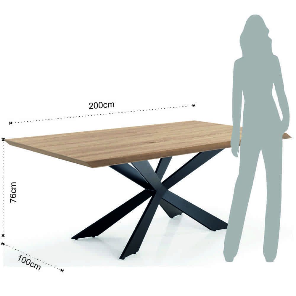 Tavolo da cucina in metallo e MDF rovere Gable