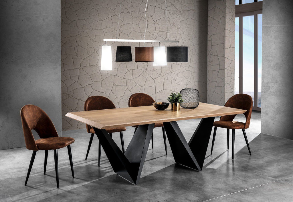 Tavolo da pranzo in metallo e legno MDF Added