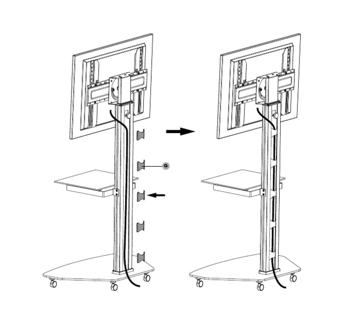 Carrello porta TV Agile regolabile e ruotabile