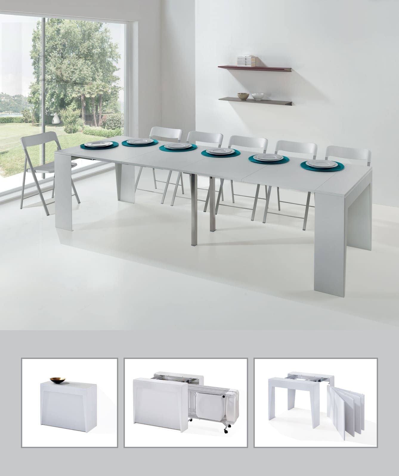 Consolle allungabile con sedie incorporate Glen