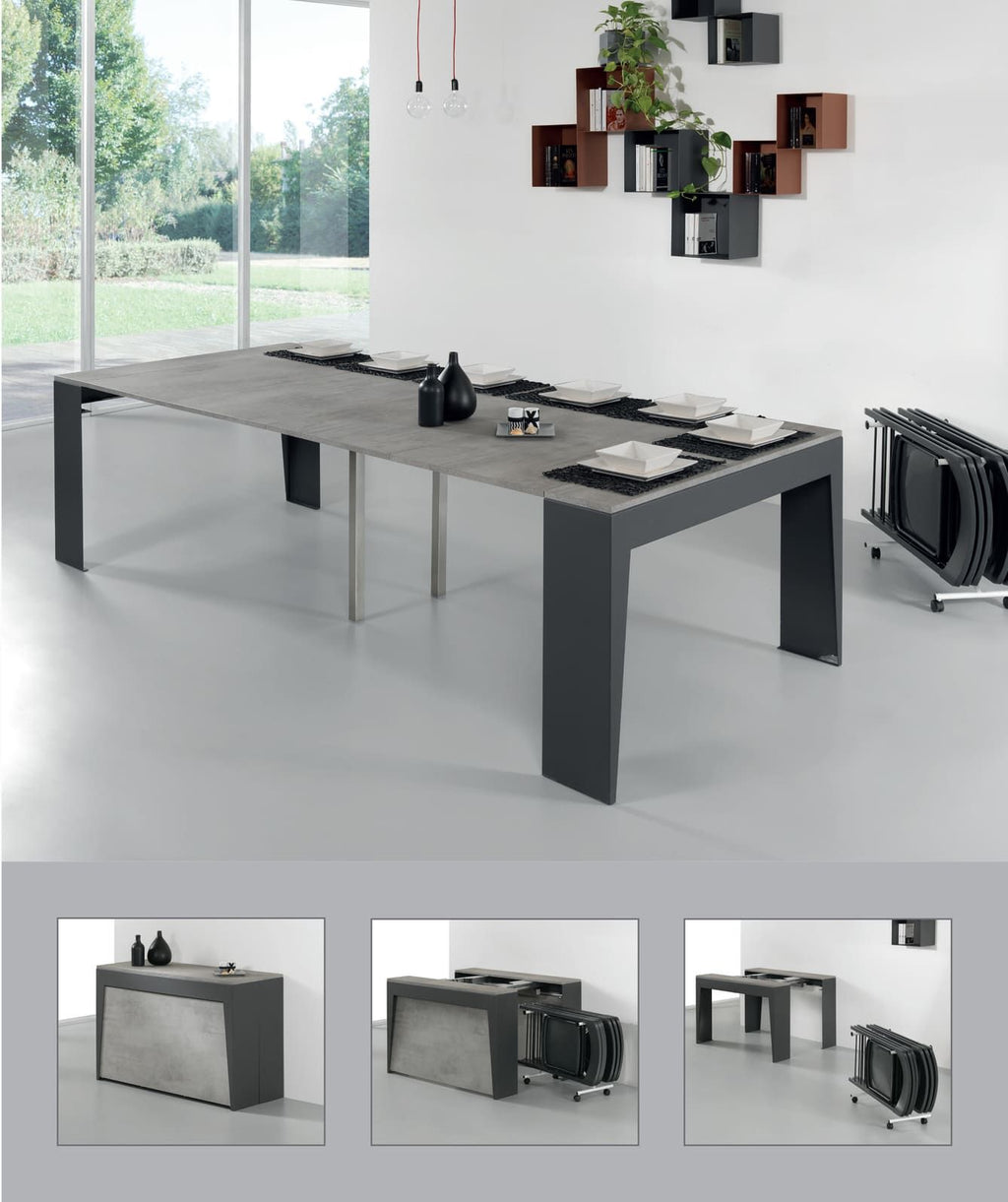 Tavolo consolle allungabile con sedie Glen