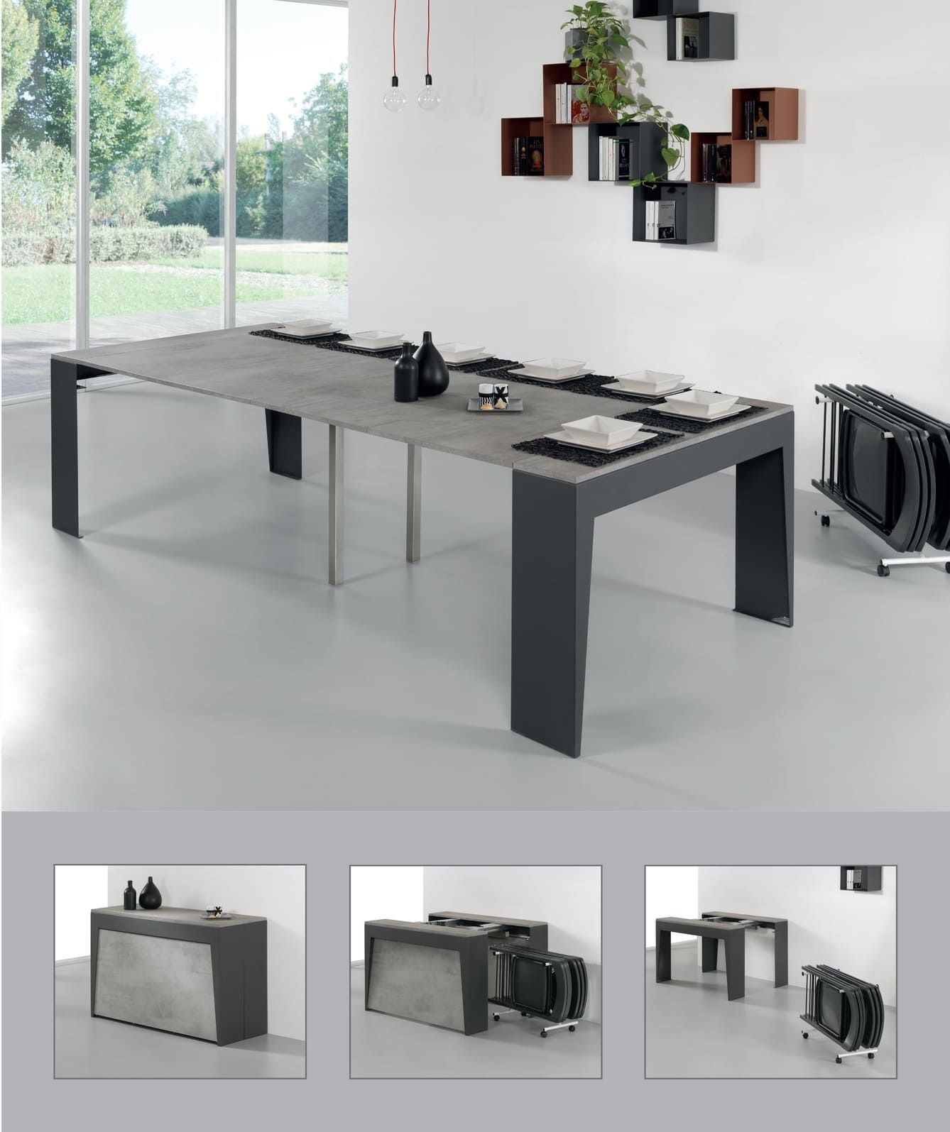 Tavolo consolle allungabile con sedie Glen