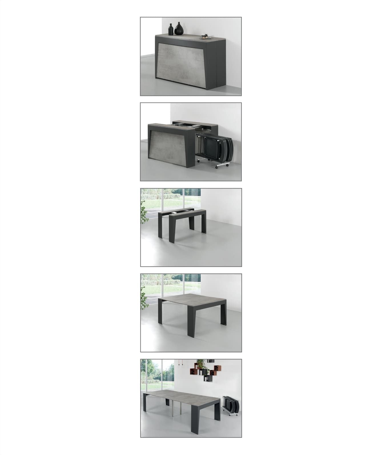 Tavolo consolle allungabile con sedie Glen