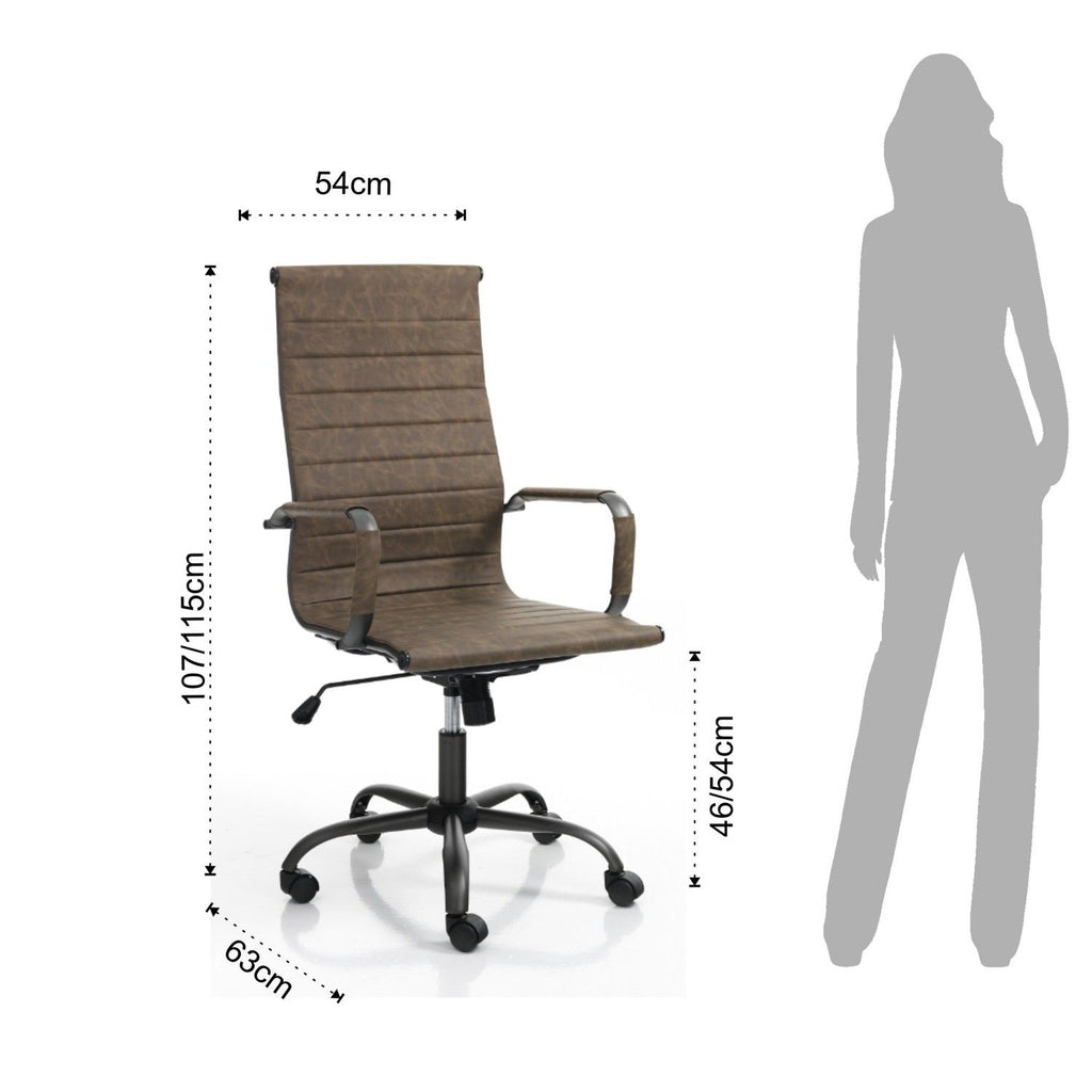 Poltrona direzionale regolabile in ecopelle Mastery Brown
