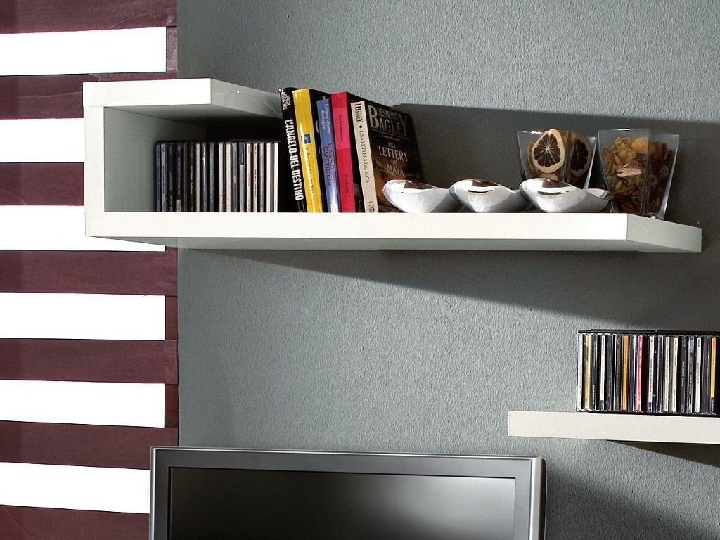 Mensola moderna in legno bianco opaco Gilmar