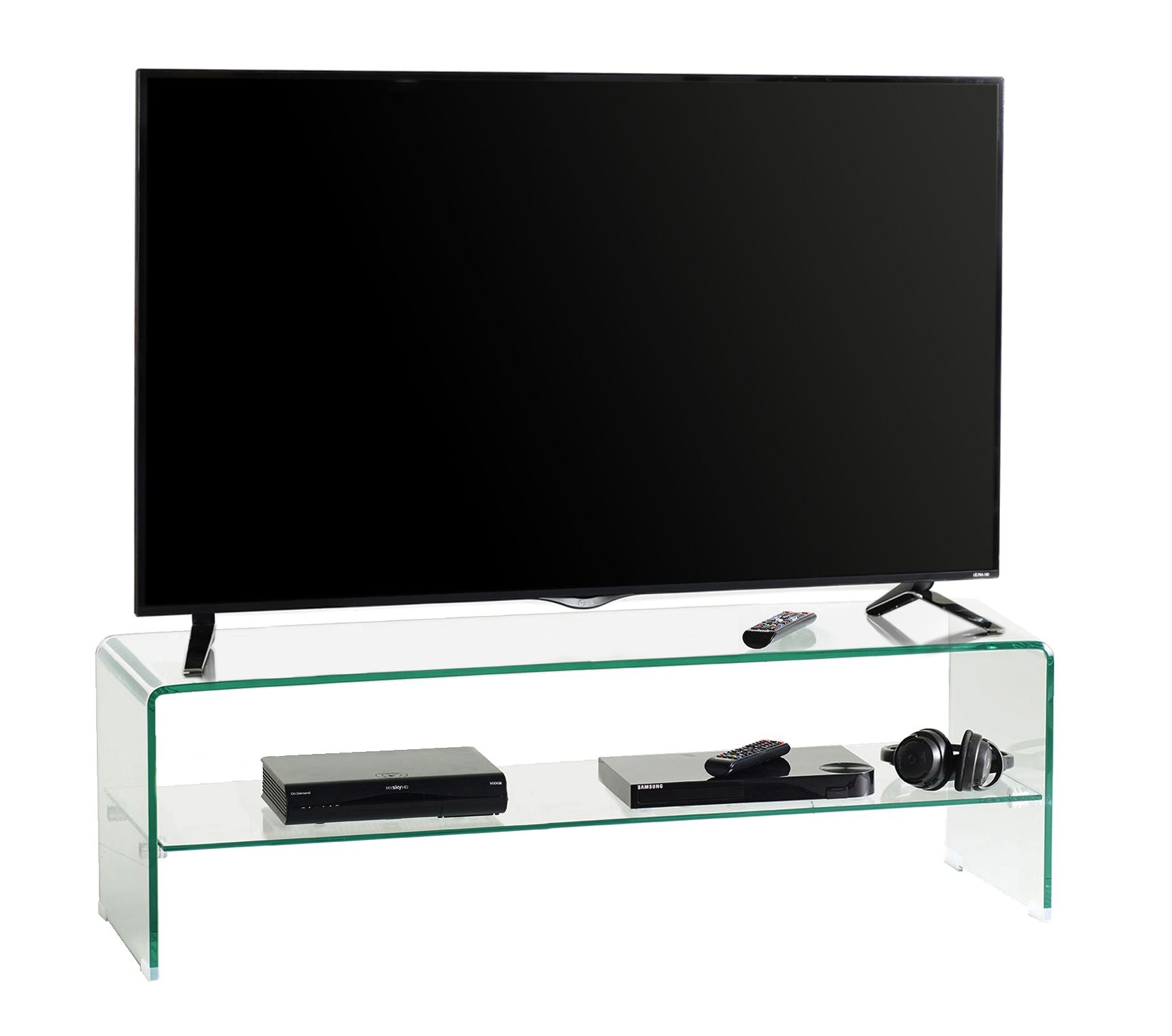 Porta TV in vetro curvato trasparente Fancy 130