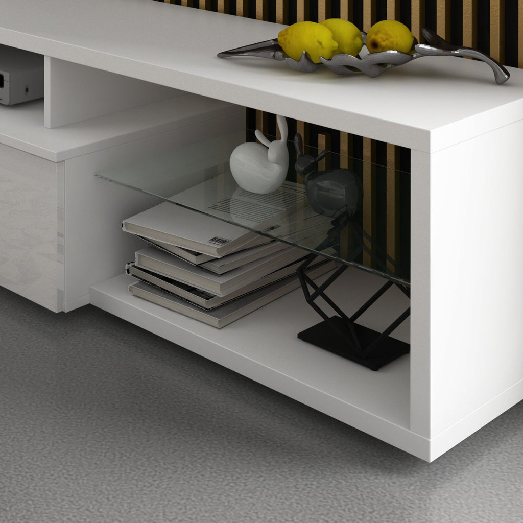 Mobile TV design moderno in legno bianco Ballarat