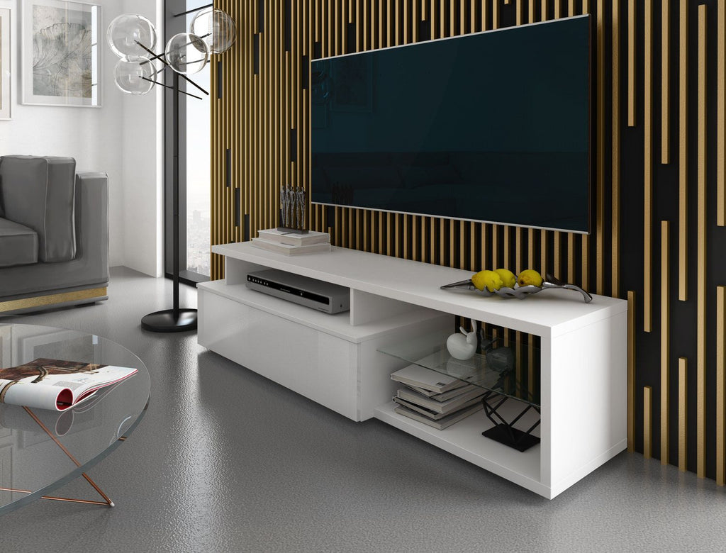 Mobile TV design moderno in legno bianco Ballarat