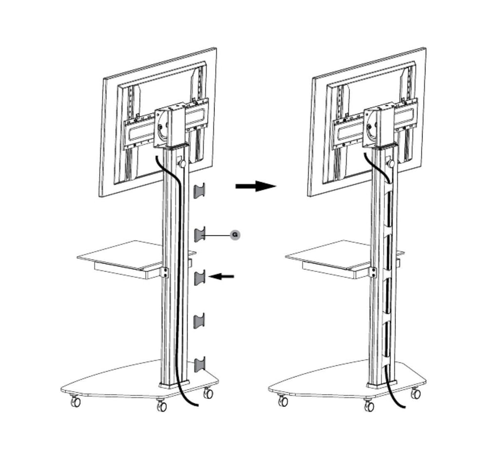 Carrello porta TV regolabile e ruotabile Agile Bianco