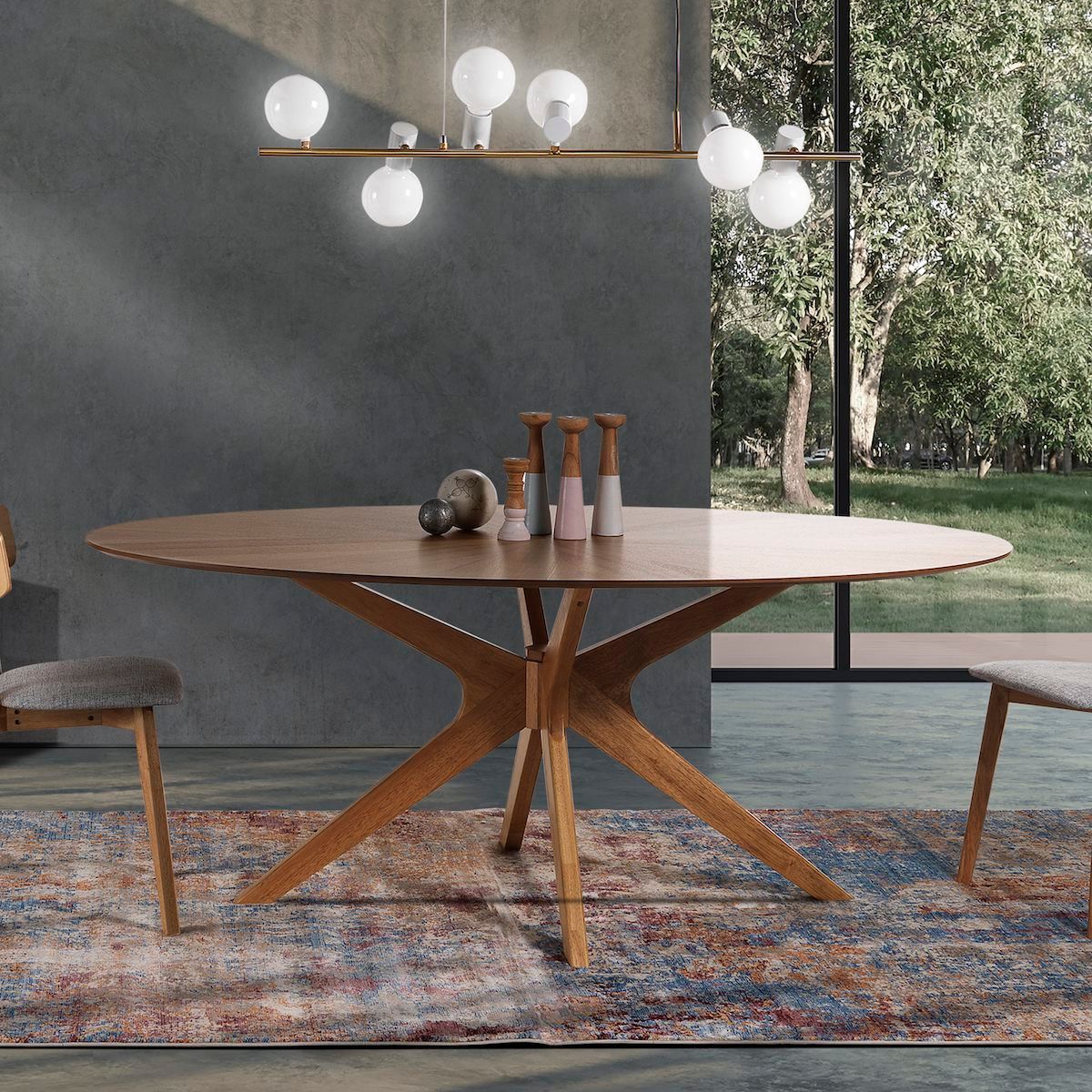 Tavolo da pranzo ovale in legno massello Hubbard Oak