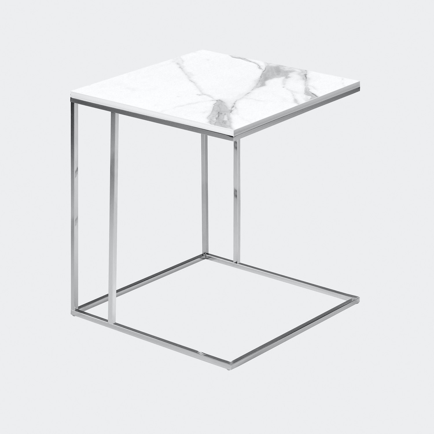 Tavolino da salotto lato divano in acciaio e laminato Polite