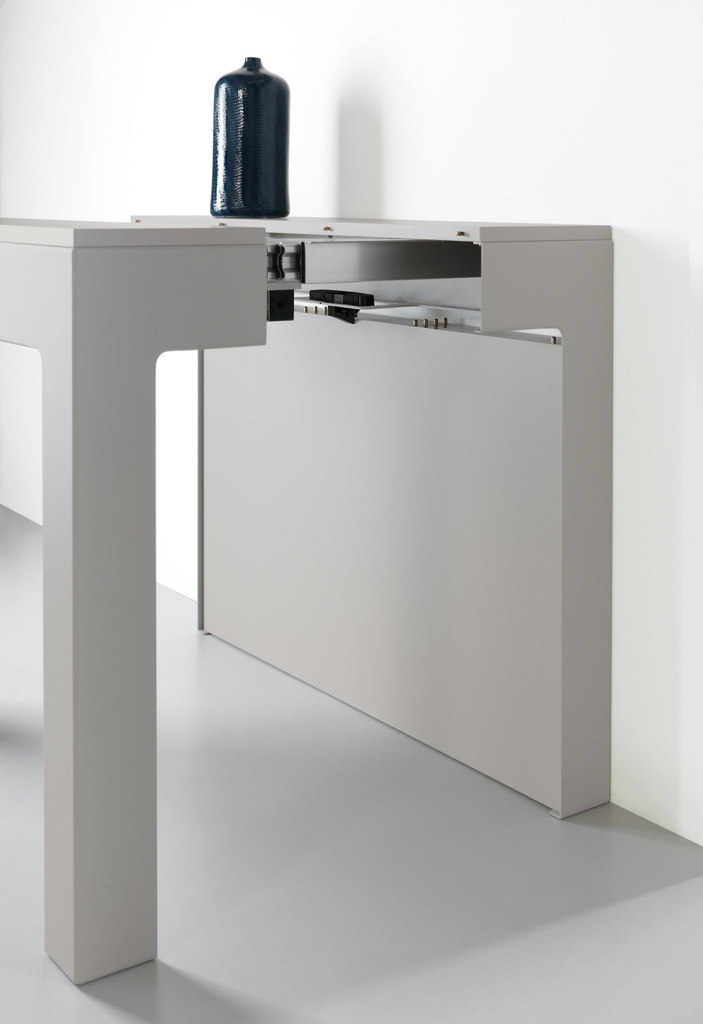 Tavolo consolle allungabile in acciaio e laminato Dutton