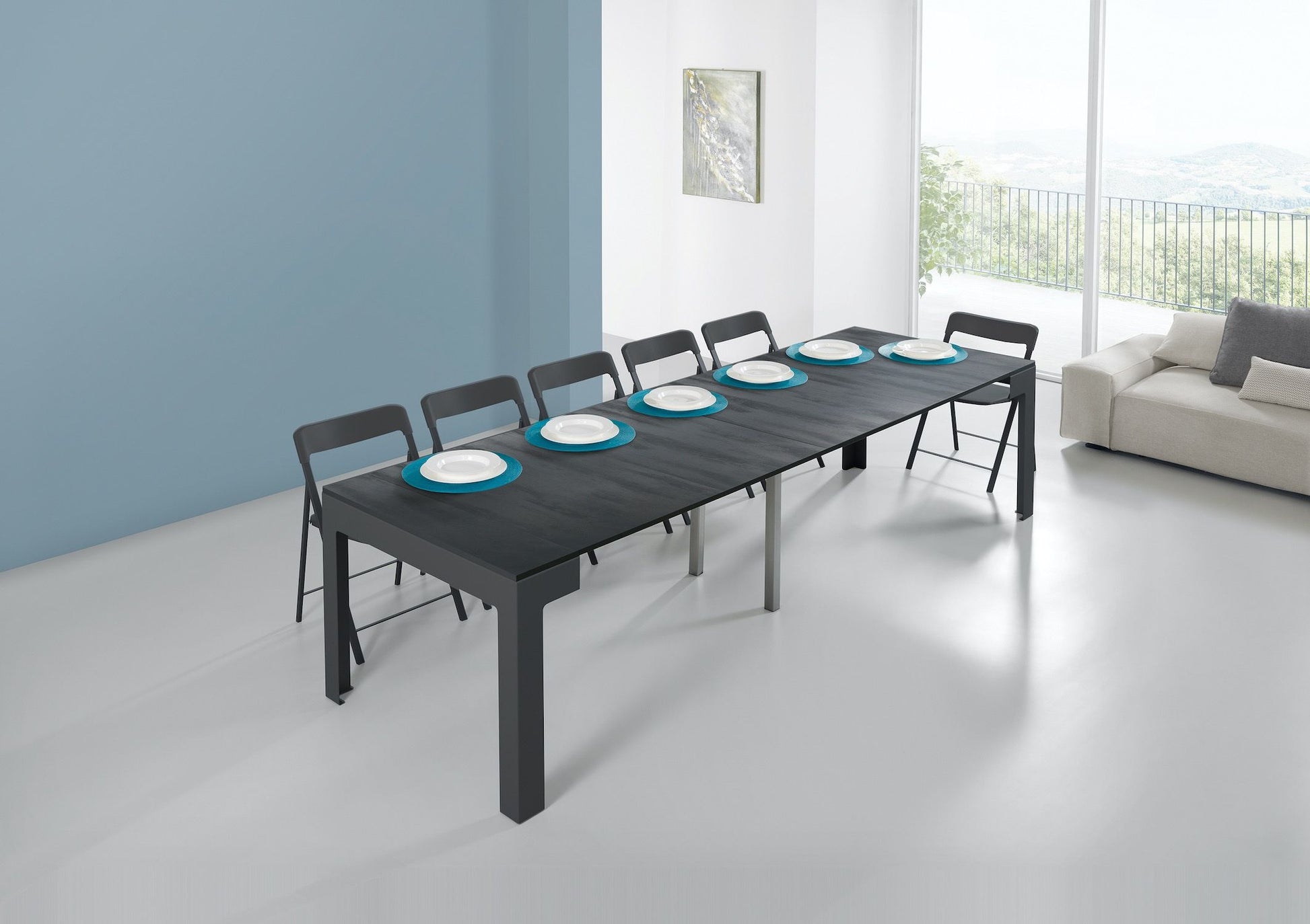 Tavolo consolle allungabile in acciaio e laminato Dutton