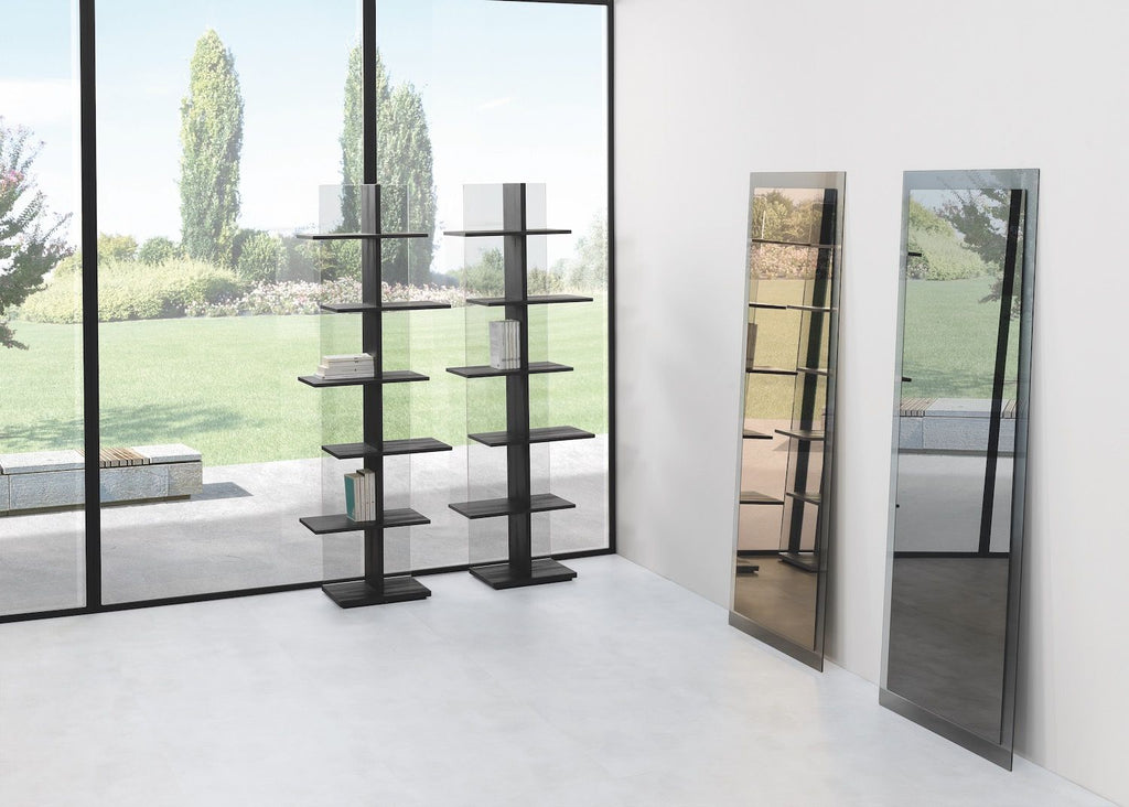 Libreria a colonna in vetro e legno Laddy