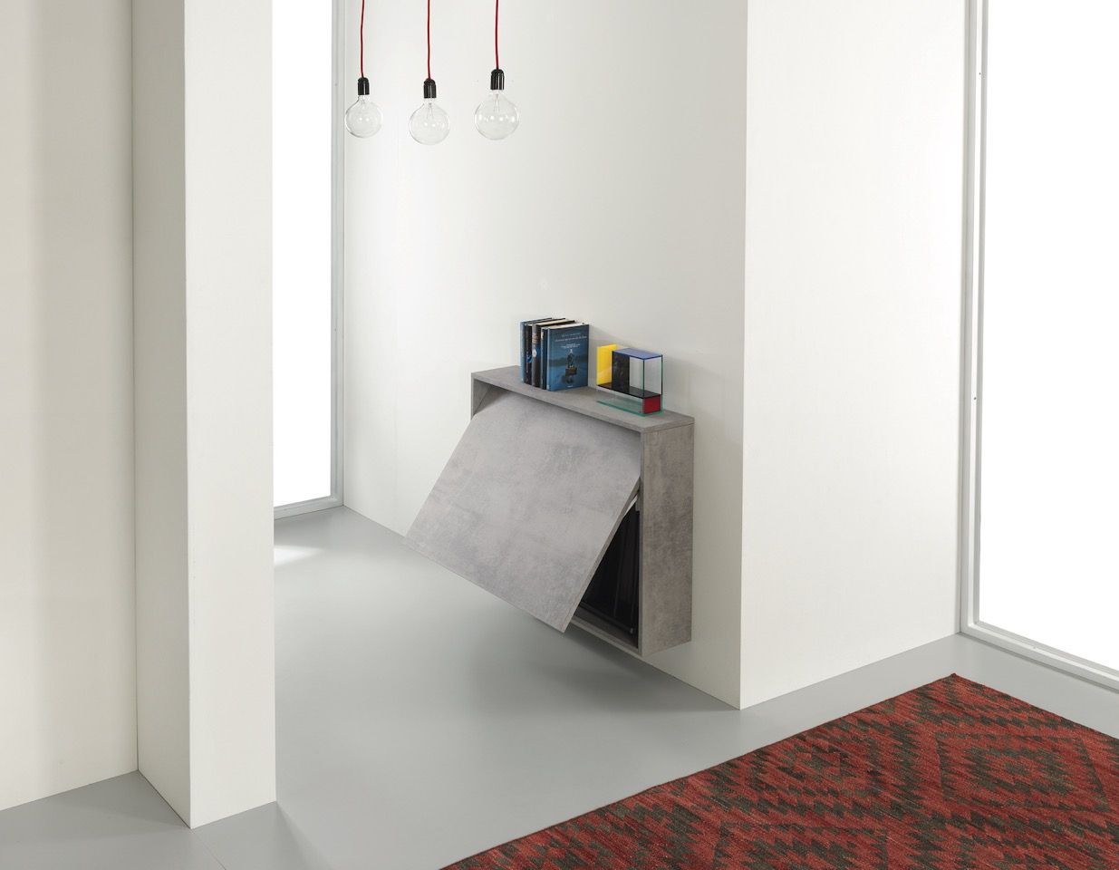 Scrivania a scomparsa con 3 sedie incorporate Jacob