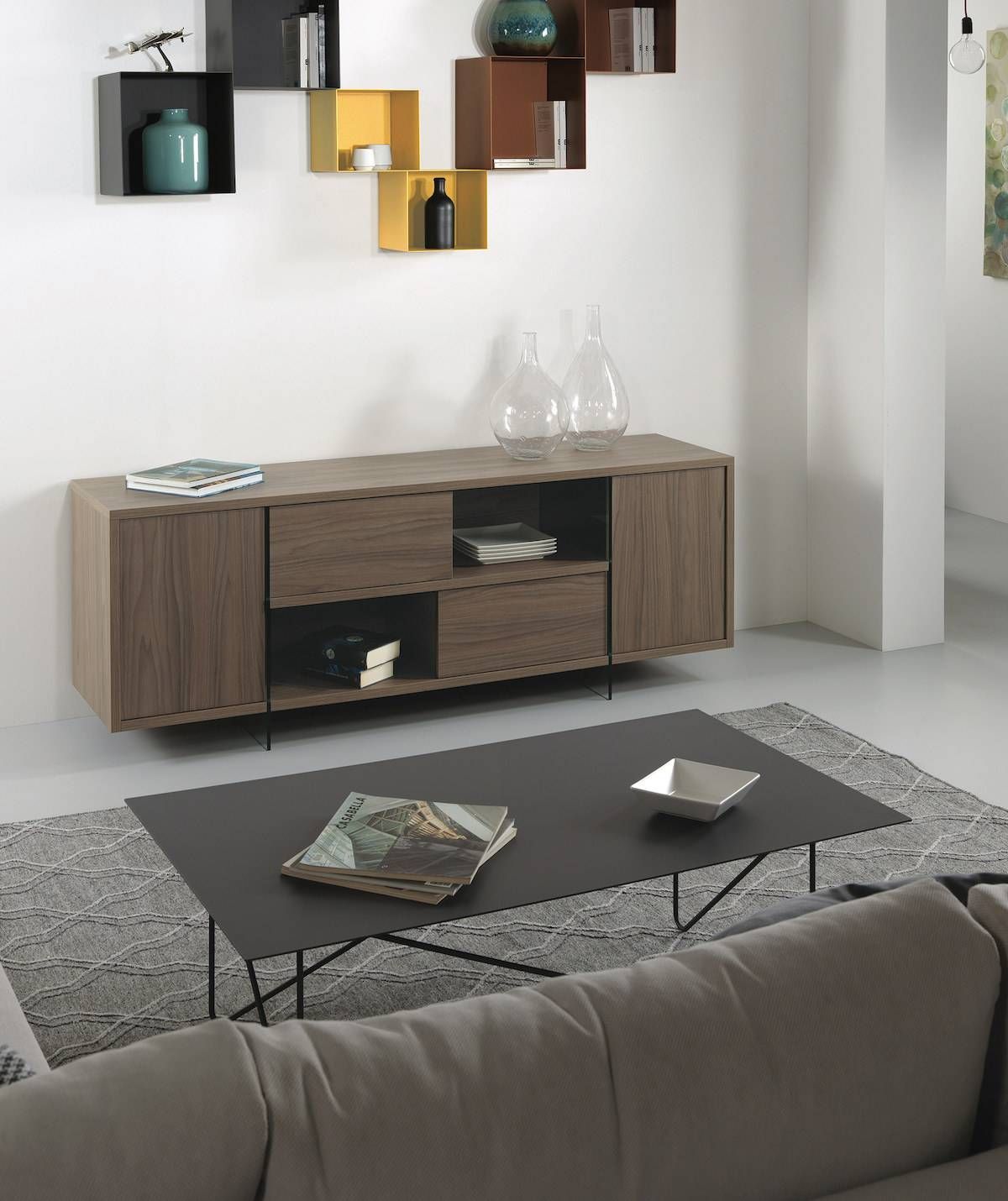 Tavolino soggiorno rettangolare in acciaio Kristin