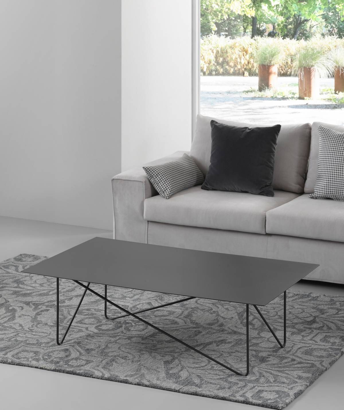 Tavolino soggiorno rettangolare in acciaio Kristin