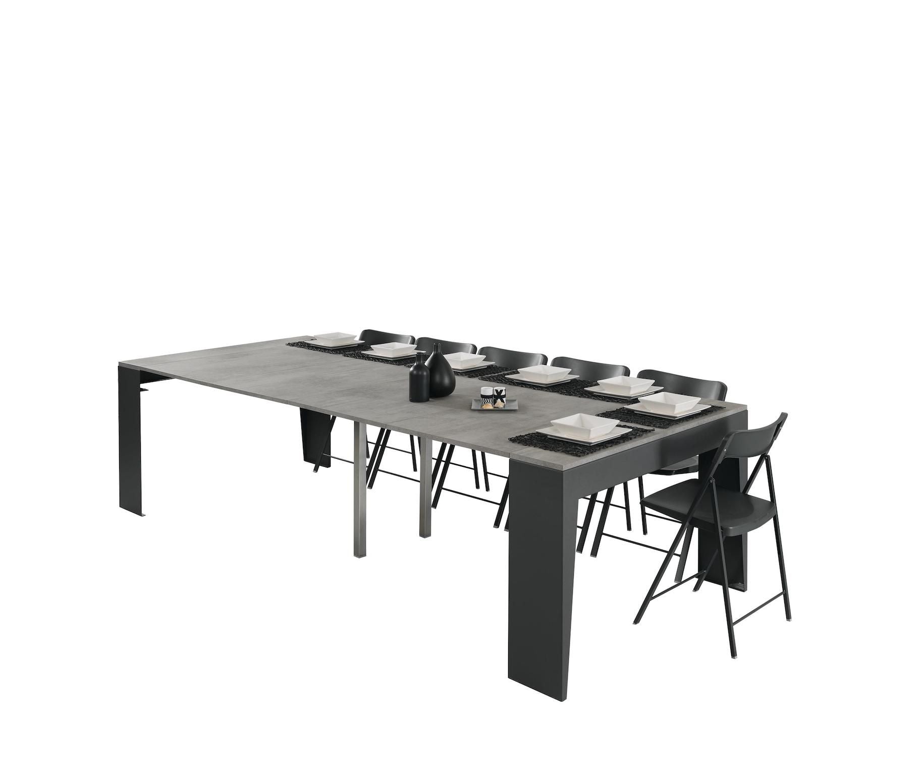 Tavolo consolle allungabile in acciaio e laminato Glen 120