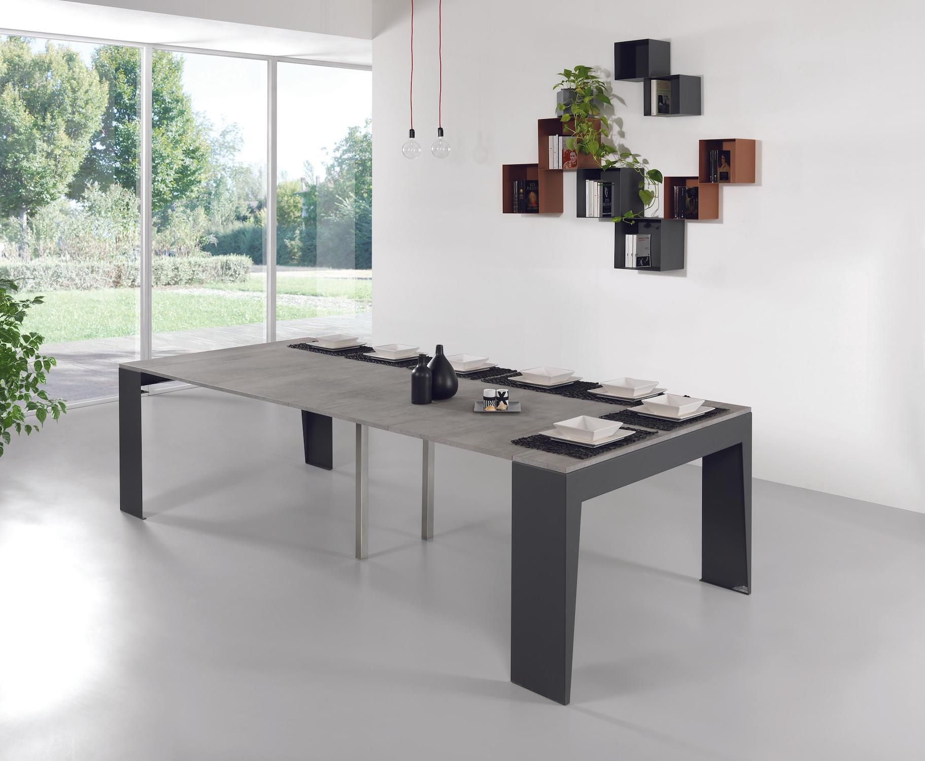 Tavolo consolle allungabile in acciaio e laminato Glen 120