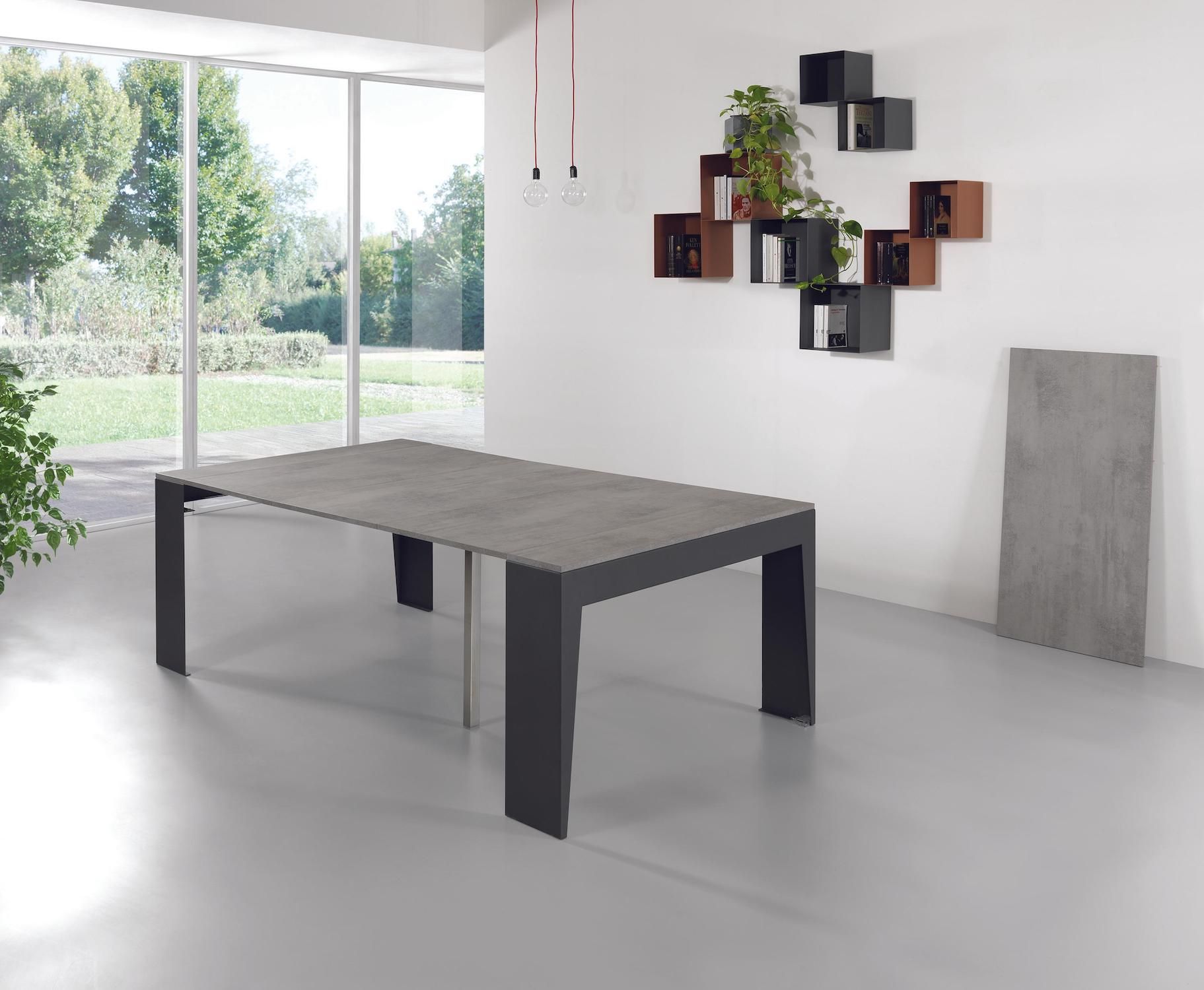 Tavolo consolle allungabile in acciaio e laminato Glen 120