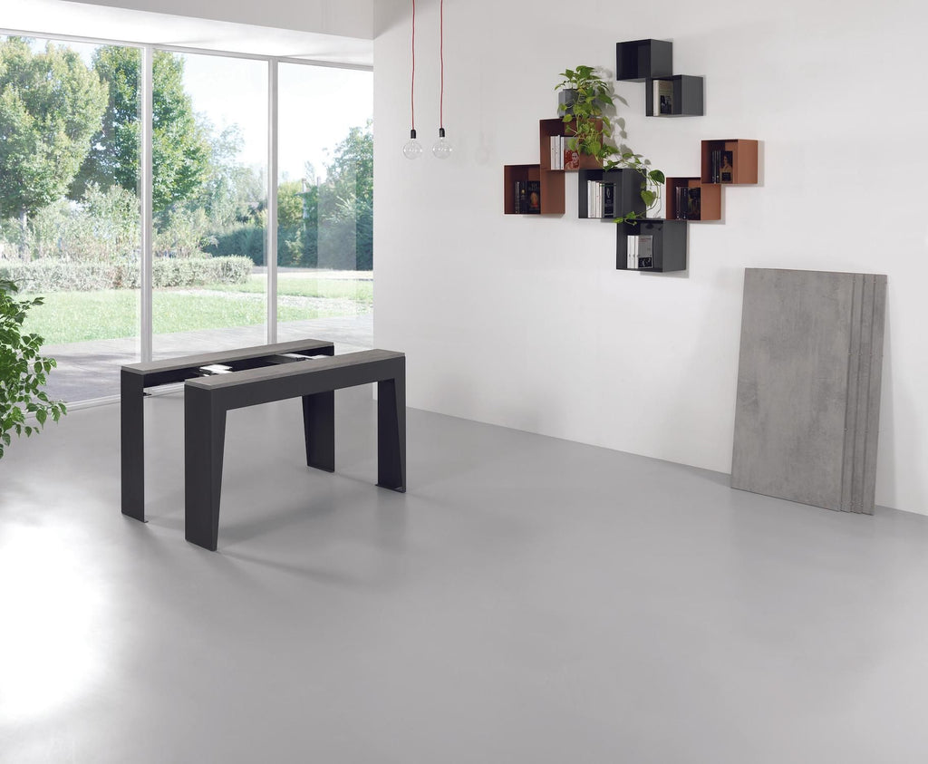 Tavolo consolle allungabile in acciaio e laminato Glen 120