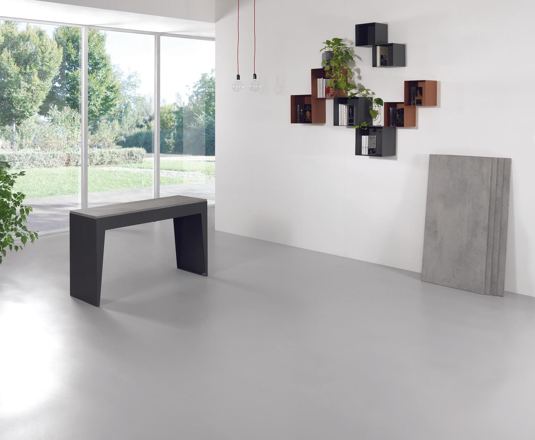 Tavolo consolle allungabile in acciaio e laminato Glen 120