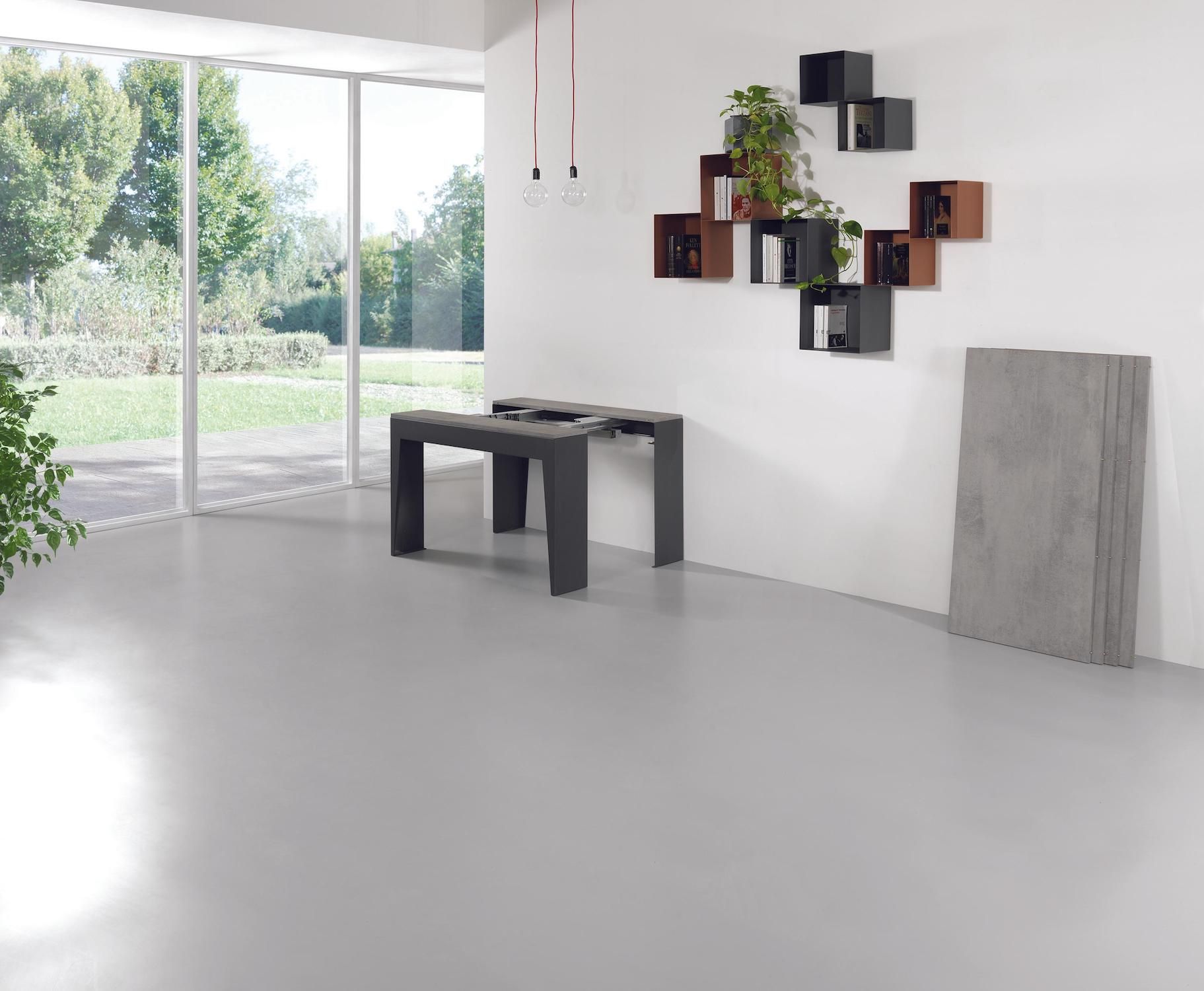 Tavolo consolle allungabile in acciaio e laminato Glen 120