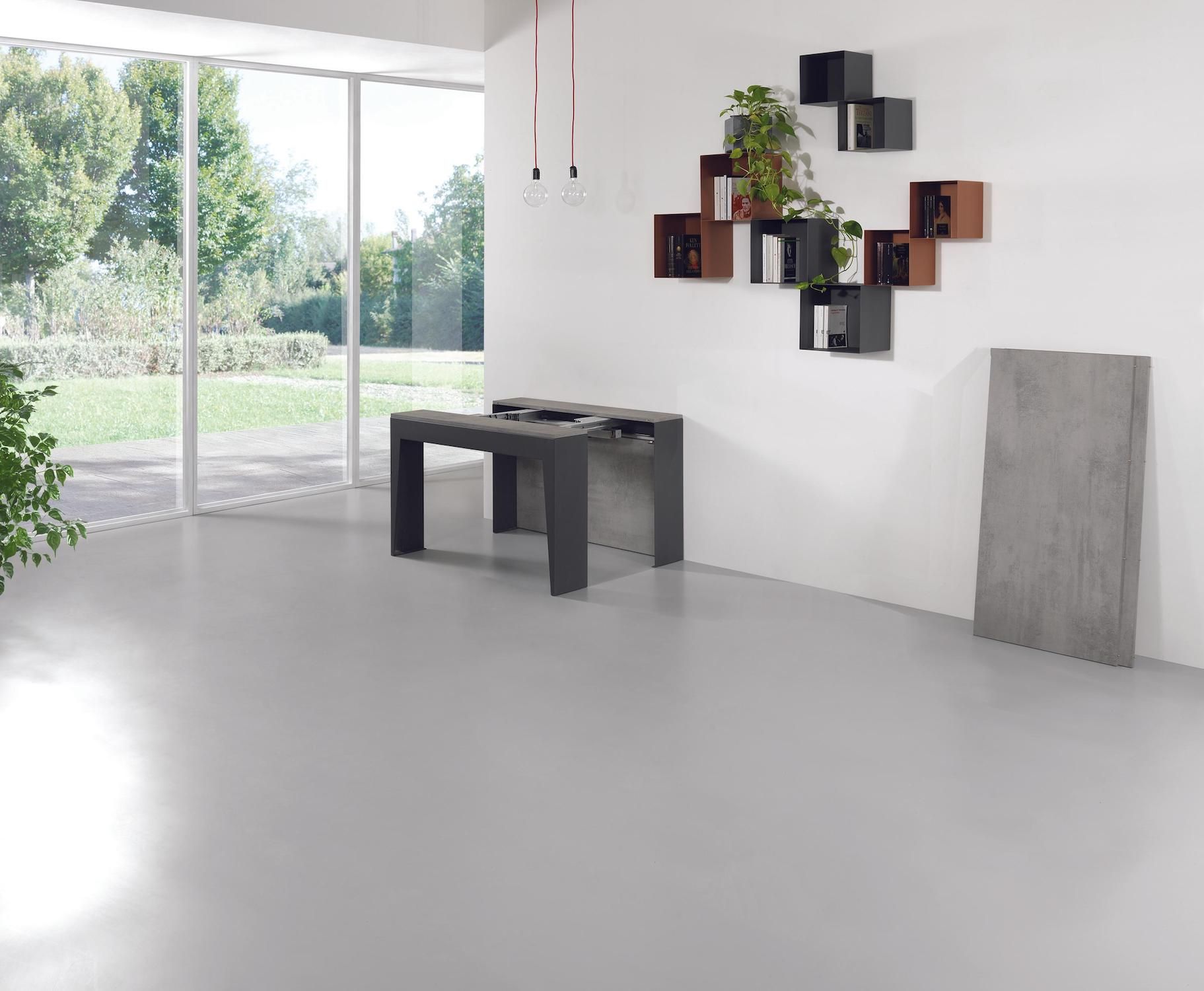 Tavolo consolle allungabile in acciaio e laminato Glen 120